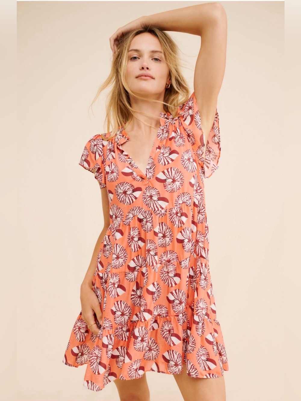 Anthropologie Women’s Large Shelbie Tiered Mini Dress Lightweight 100% Modal New